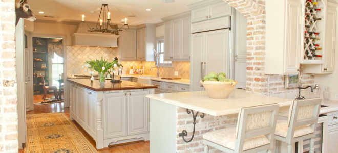 Ремонт кухни обои под кирпич